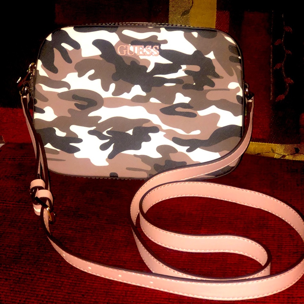 Pink And Green Camo GUESS Crossbody Purse
